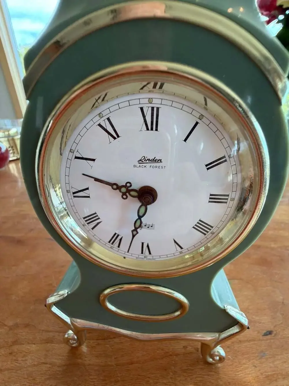 Linden Black Forest Wind-Up Table Clock with Reuge Swiss Musical Movement